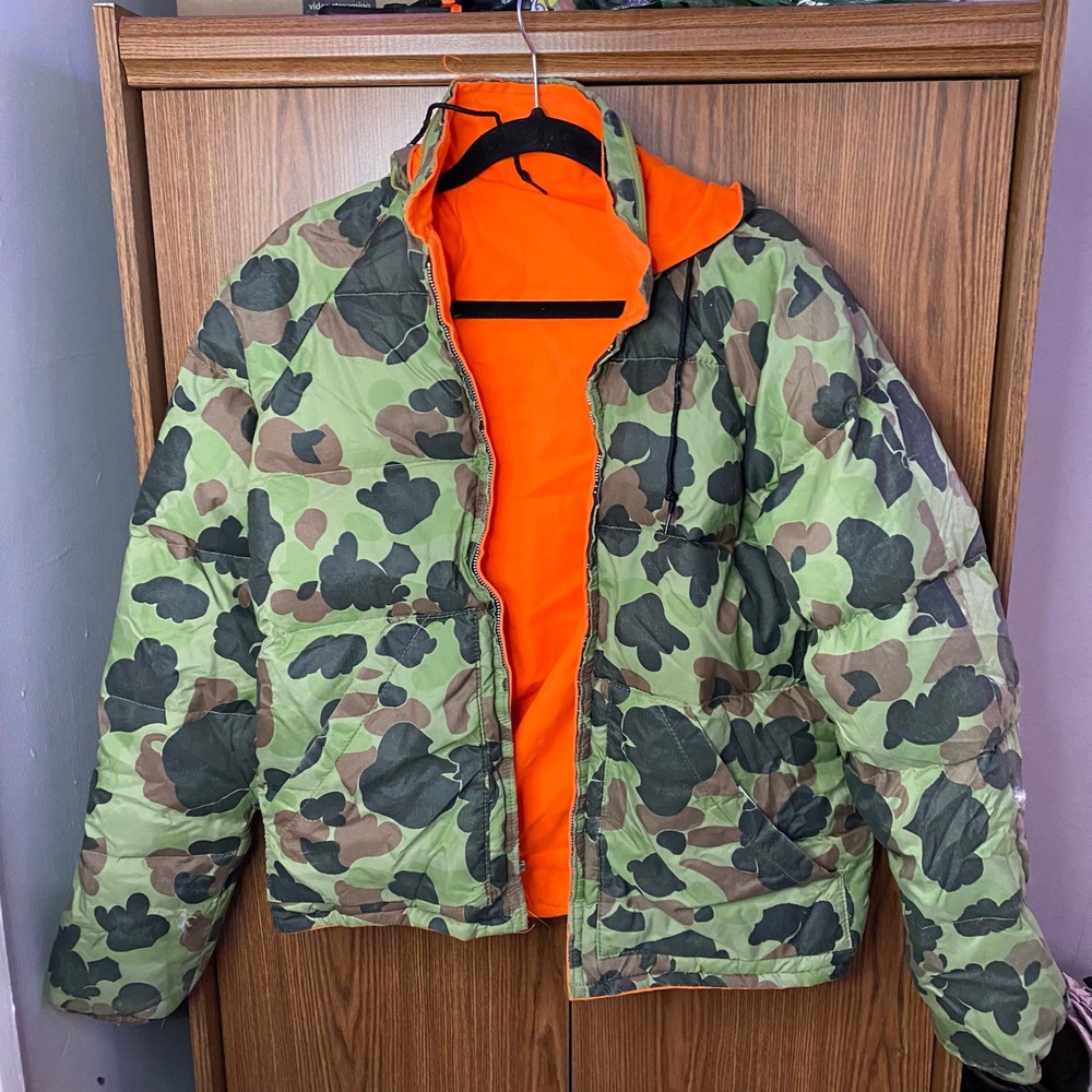 Damaged Walls Puffer reversible Jacket Kids M Green Camo Blizzard-Pruf Down